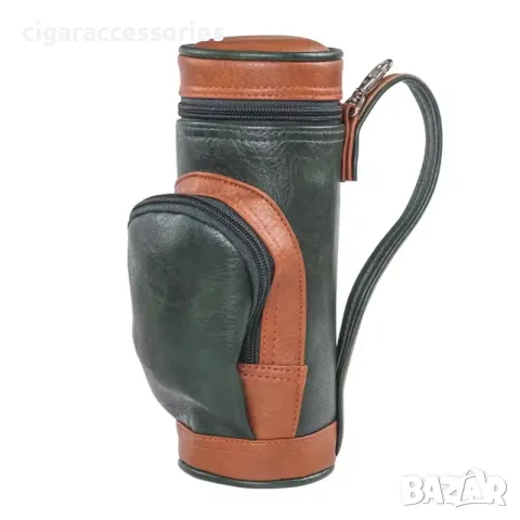 Кръгъл хумидор за 5 пури с джоб за аксесоари – Travel Humidor, снимка 3 - Табакери - 55716966