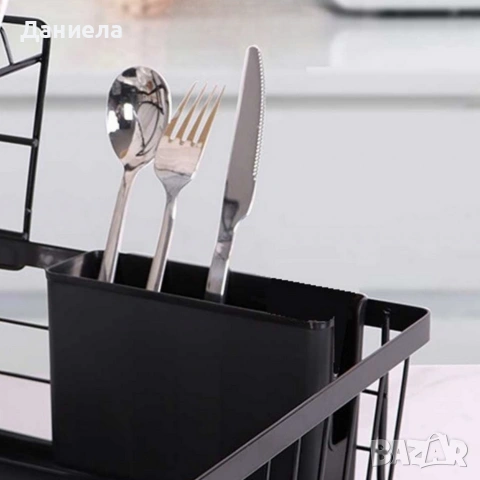 Двуетажен метален сушилник за съдове Cheffinger с отделение за прибори , снимка 5 - Други стоки за дома - 53180881