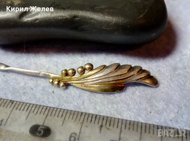 Стара СРЕБЪРНА ИГЛА БРОШКА СРЕБРО 900 с ПОЗЛАТА РЕТРО АРТ БИЖУ ФИНА РЪЧНА МАЙСТОРСКА ИЗРАБОТКА 36996, снимка 9 - Антикварни и старинни предмети - 48901230