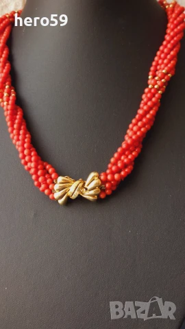 Златна стара огърлица-колие с натурални корали и златна закопчалка и златни топчета-90 бр.Злато 18к , снимка 16 - Колиета, медальони, синджири - 50662351