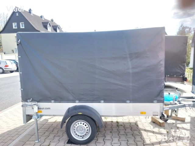 Ремарке Humbauer 2023г до 750кг, брезент, стойки, внос Германия, снимка 5 - Ремаркета - 54168414