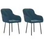 vidaXL Трапезни столове, 2 бр, сини, кадифе（SKU: 344844）, снимка 1