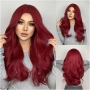 70 см Тъмно червена (бордо) синтетична перука, снимка 1