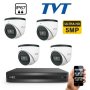 5 Mpix видеонаблюдение TVT комплект с 4 бр. 5 Mpix куполни камери с Вграден микрофон  и 5Mp DVR TVT, снимка 1 - Комплекти за видеонаблюдение - 42394430