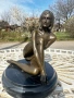 Бронзова статуетка „Седящо момиче“ – Автор Claude (2 кг / 20 см), снимка 2