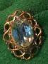 СТАРА ПОЗЛАТЕНА МЕДНА БРОШКА с ГОЛЯМ ФАСЕТИРАН ЗЕЛЕН КРИСТАЛ РЕТРО БИЖУ НАКИТ 44742, снимка 15