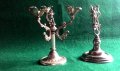 Миниатюрни стари посребрени свещници със херувим -ангел, снимка 4