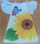 Ръчно рисувана рокля: Слънчогледи и пеперуда, снимка 2