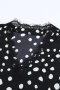 Дамска блуза в черно с къс ръкав, дантела и принт на точки, снимка 8