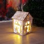 1825 Малка дървена светеща къщичка за окачване, снимка 5
