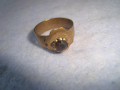 КРАЛСТВО ЮГОСЛАВИЯ МЕСИНГОВ ПРЪСТЕН от ДИНАР с КАМЪК ГРАНАТ РЪЧНА СТАРИННА МАЙСТОРСКА РАБОТА 19637, снимка 7