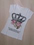 -20% Бяла тениска с щампа корона с цветя, снимка 1 - Тениски - 39857308