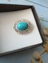 Разкошен пръстен с голям Тюркоаз и орнаментирана основа-регулиращ се за всеки размер , снимка 2