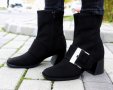 Боти на ток - черен велур - 2320, снимка 2