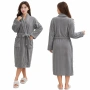Дамски хотелски халат, класически, удобен, топъл, с връзки, мек, сив, снимка 4