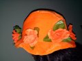 Неоновооранжева шапка с цветя за Хелоуин или карнавал, снимка 2