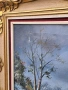 авторска картина зимен пейзаж маслени бои върху платно с красива дървена рамка , снимка 6