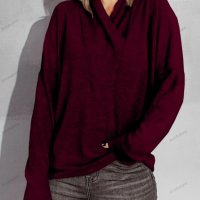 Дамска свободна кадифена блуза с дълги ръкави и широко деколте, 5цвята - 023 , снимка 2 - Блузи с дълъг ръкав и пуловери - 42814828