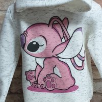 Нов детски суичър с дигитален печат Розов Стич (Stitch) в цвят бял меланж, снимка 2 - Детски анцузи и суичери - 42730185