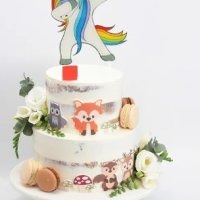 Еднорог Unicorn прав танцуващ пластмасов топер за торта украса, снимка 1 - Други - 42652840