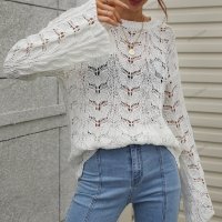Дамски свободен пуловер с кръгло деколте, 3цвята - 023, снимка 9 - Блузи с дълъг ръкав и пуловери - 42926721