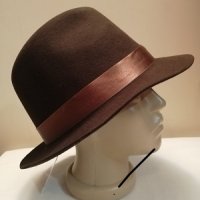 Кафява Дамска шапка Естествен филц 58 см, снимка 4 - Шапки - 35175692