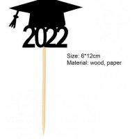 12 бр тога 2022 шапка дипломиране бал завършване брокатени топер клечки 3 цвята мъфини кексчета, снимка 3 - Други - 37199623