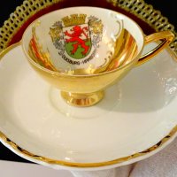 Чаша с чиния баварски порцелан 24 k Gold. , снимка 2 - Чаши - 42310243