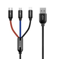 Кабел USB към Lightning, Type C и Micro USB 3 в 1 3А Baseus CAMLT-BSY01 1.2m Cable 3 in 1, снимка 1 - USB кабели - 38558373