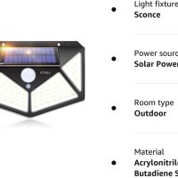 IOTSES Соларни охранителни светлини за открито, надстроени 100 LED 270° сензор за движение, снимка 2 - Соларни лампи - 42258552
