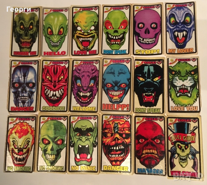 Kolej Skeletors - колекционерски стикери от дъвки от 90-те., снимка 1