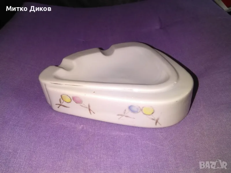 Стар порцеланов пепелник на фабрика "Коста Йорданов"Видин 160х130х34мм, снимка 1