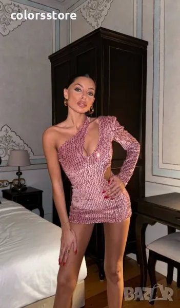 Дамска пайетена рокля Sparkly pink, снимка 1