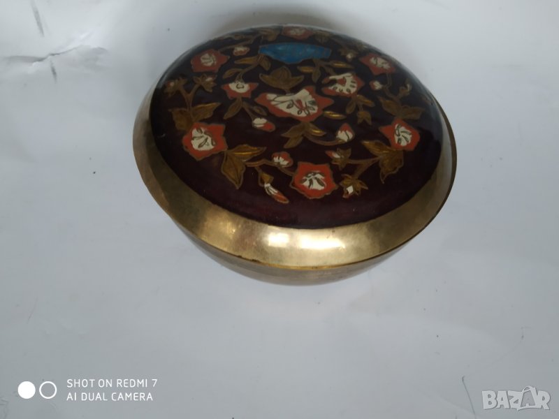 месингова купа,декорирана с емайл, снимка 1