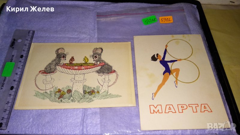 ДВЕ МНОГО ИНТЕРЕСНИ КРАСИВИ СТАРИ РЕДКИ ПОЩЕНСКИ КАРТИЧКИ БЪЛГАРИЯ 5902, снимка 1