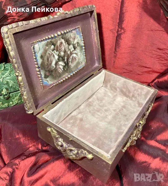 Ръчно декорирана кутия за бижута ръчна изработка, снимка 1