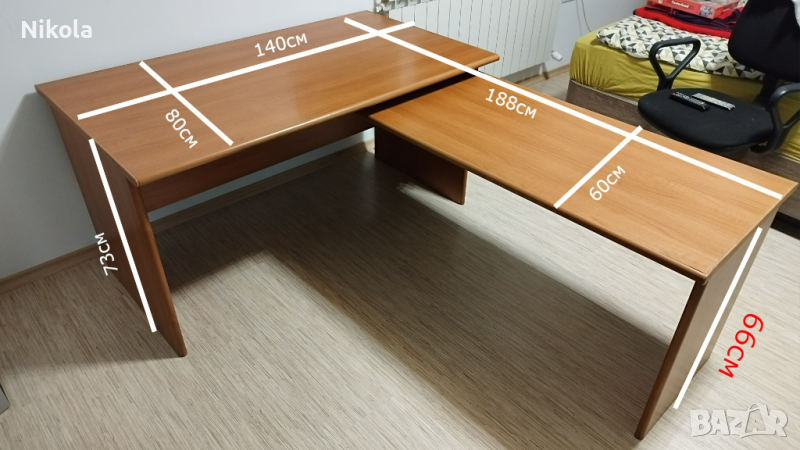 Ъглово бюро - 2 бюра свързани под ъгъл 140/190 - 80/60см, снимка 1