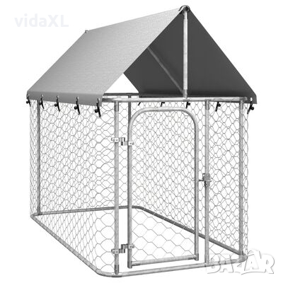vidaXL Дворна клетка за кучета с покрив, 200x100x150 см（SKU:171496, снимка 1
