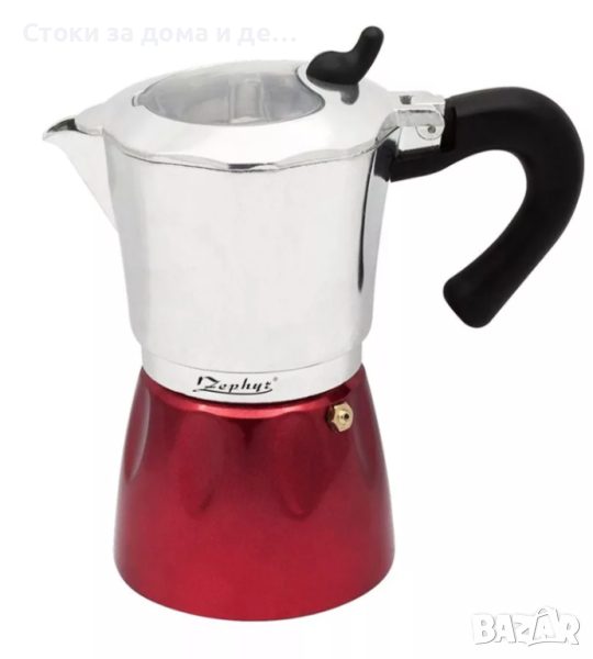 ✨Кубинска кафеварка ZEPHYR ZP 1173 J6, 6 чаши, Червен/сребрист , снимка 1