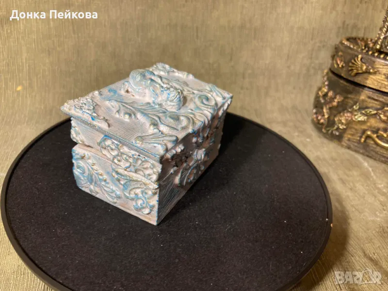 Ръчно декорирана кутия за кръщене за косичка или пъпче, скъпи спомени за бебче, снимка 1