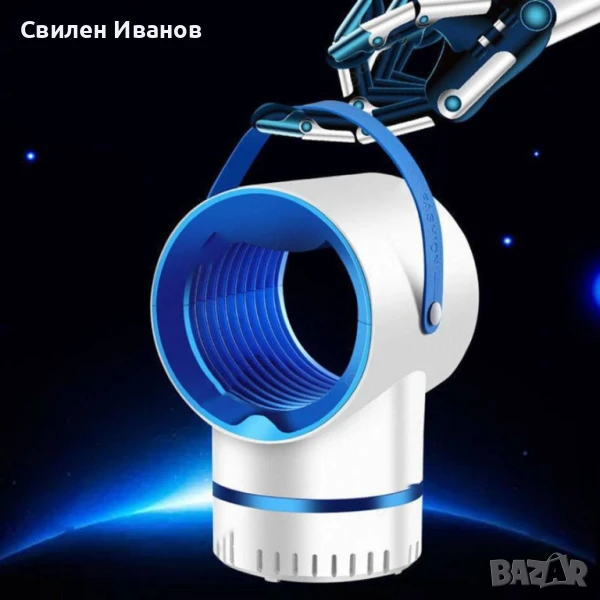 LED лампа против комари; Размер: 12,3 х 19,8 х 10, 8 см; Функция: Комарът попада в 360 градусово зав, снимка 1