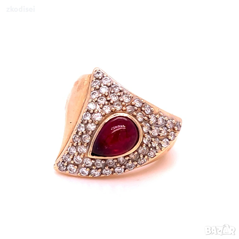 Златен дамски пръстен с рубин 6,65гр. размер:53 14кр. проба:585 модел:22801-1, снимка 1