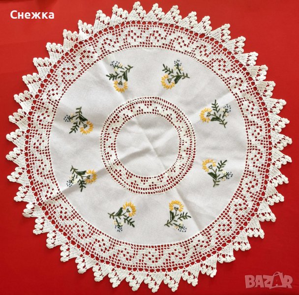 Кръгла покривчица плетена на една кука, снимка 1