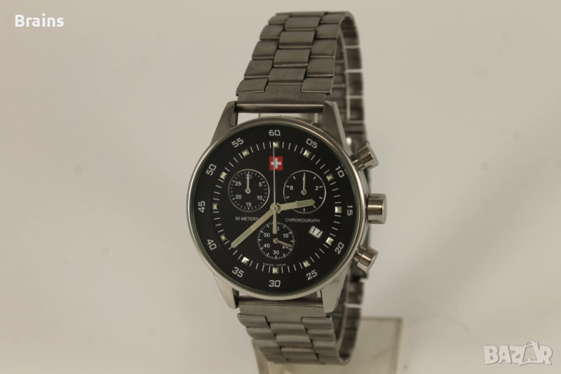 BACARDI Швейцарски Мъжки Стоманен Кварцов Хронограф , снимка 1