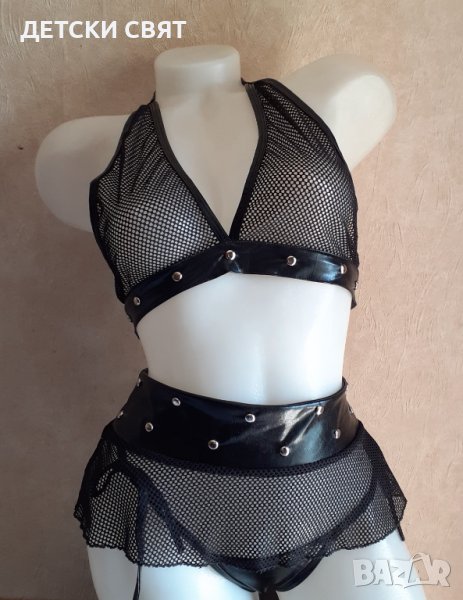 Еротичен сет с кожен ефект, 3части, снимка 1