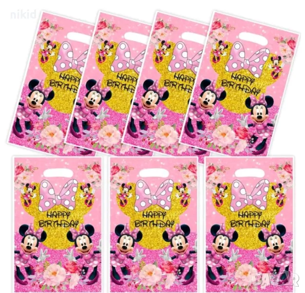 Мини Маус розов фон 10 бр торбички за сладки подарък рожден ден парти, снимка 1
