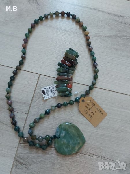 Бижута от естествени камъни индийски мъхов ахат , снимка 1