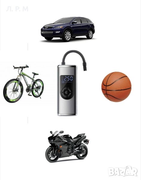компресор за гуми, акумулаторен компресор, Преносим, батерия 6000 mAh, снимка 1