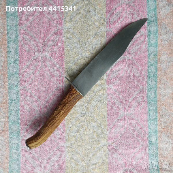Кухненски нож с дръжка от еленски рог, дължина 28 см., снимка 1