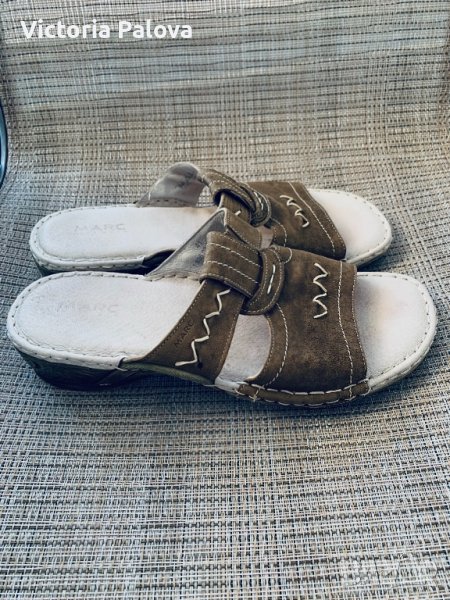 Удобни кожени чехли MARC Германия, снимка 1